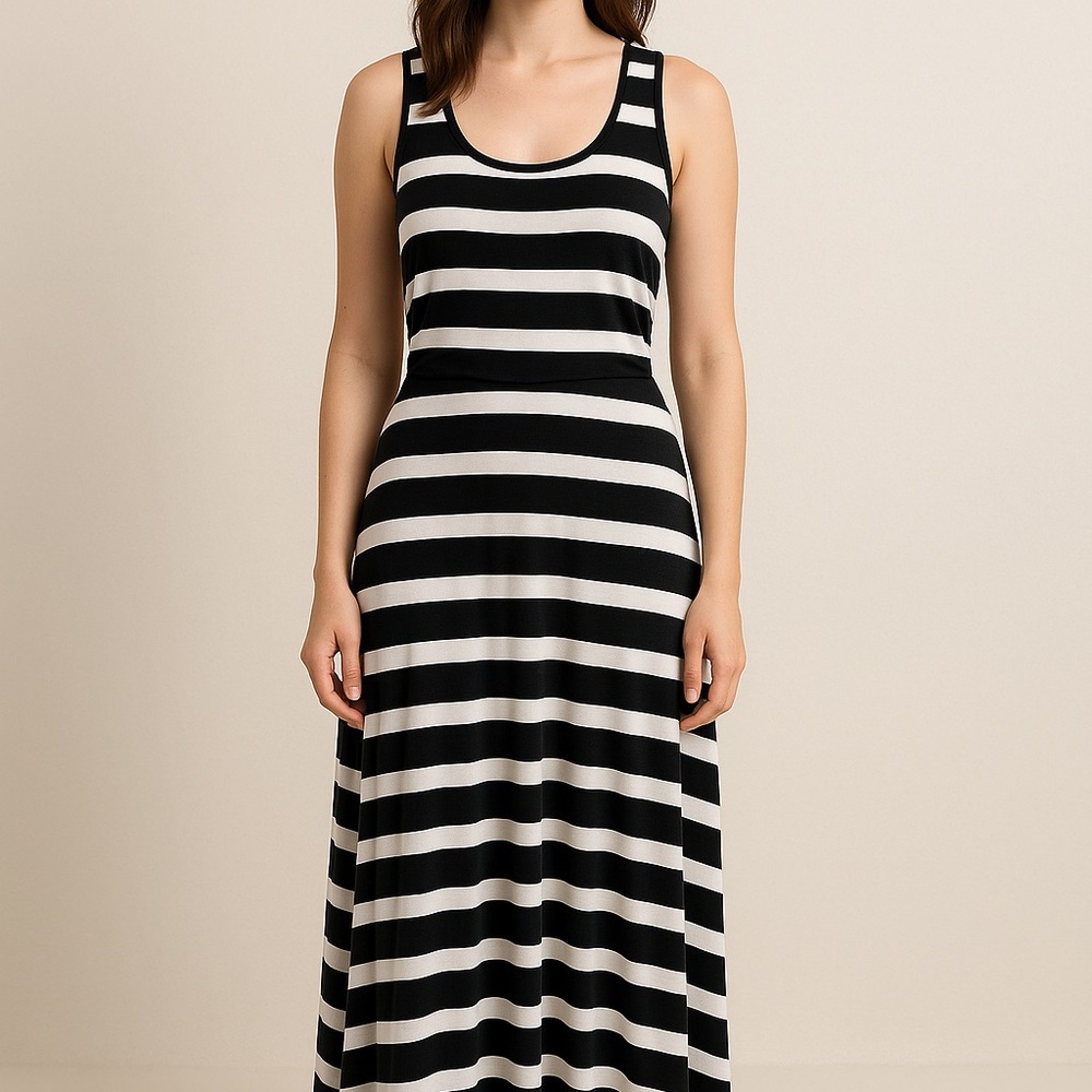 Athleta Bold Black and White Striped Shirt